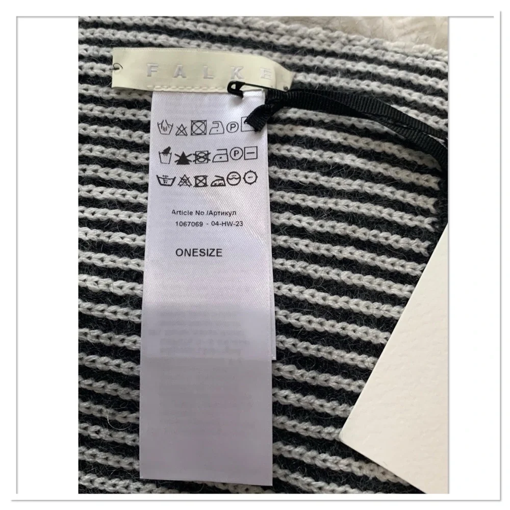 NWT Falke Knit Wool Mohair Monochrome Scarf One Size